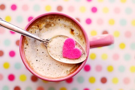 Spoon polka dots colors pink heart photo