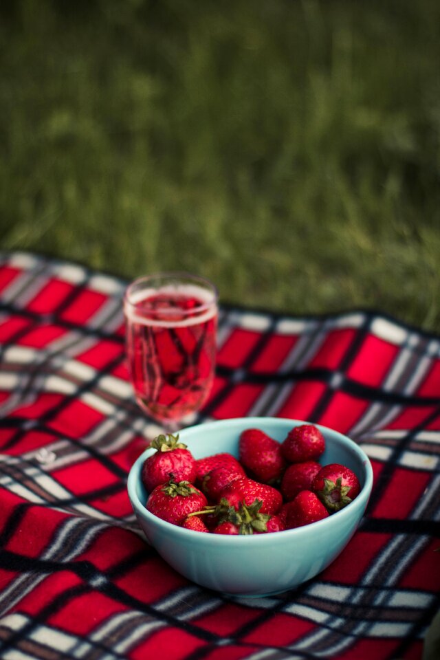 Outdoors picnic strawberries