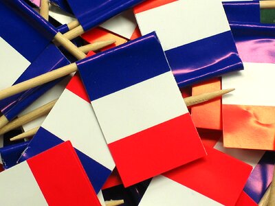 Flags and pennants spit paper photo