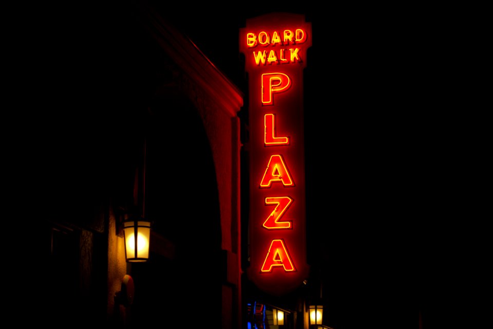 Board walk plaza neon signage