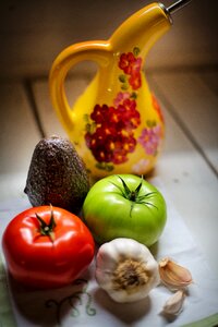 Veggies tomatoes garlic photo