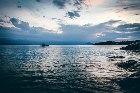 landscape photography of body of water during sunset photo