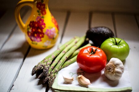 Veggies tomatoes garlic photo