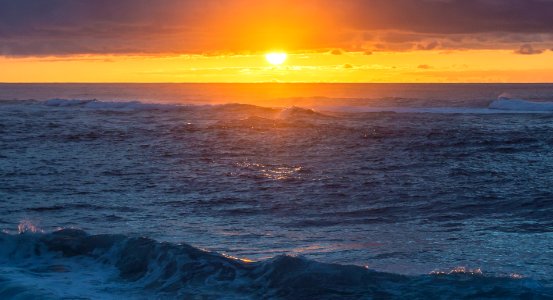 Water, Sunset, Waves