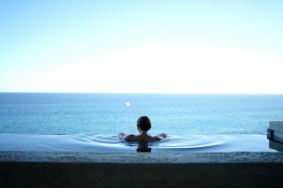 woman in water pool