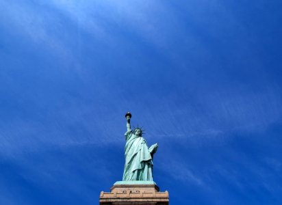 worms eye view of Statue of Liberty photo
