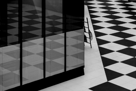 white and black floor tile photo