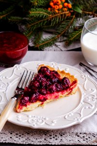 blueberry pie slice on plate photo