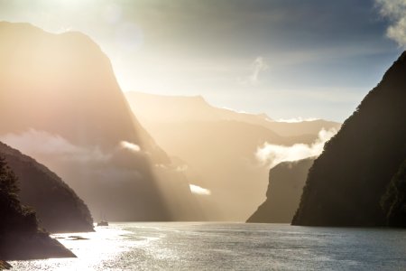 New Zealand, Sunrise, Milford sound photo