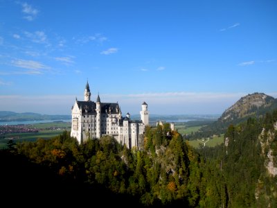 aerial view of castle inside forest during daytime