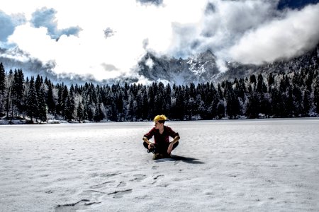 Model, Clouds, Mountains