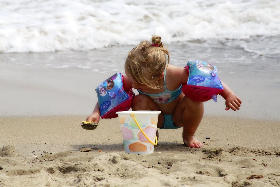 Sandy beach sea child