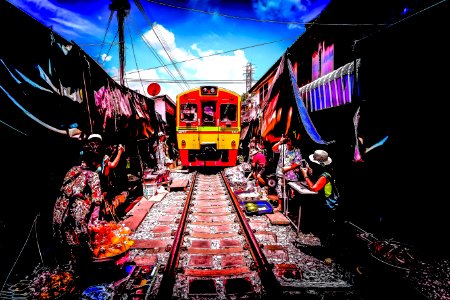 Maeklong railway market, Mae klong, Thail photo