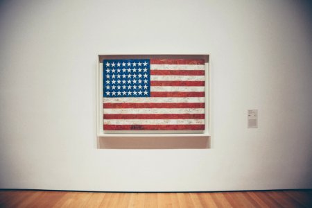 U.S.A. flag on wall with frame photo