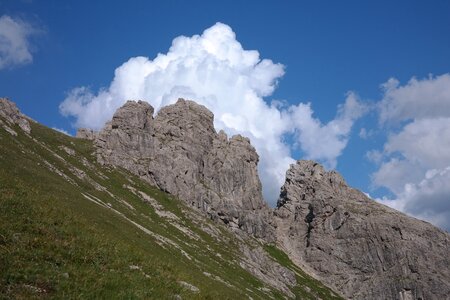 Landscape mountains cumulus clouds