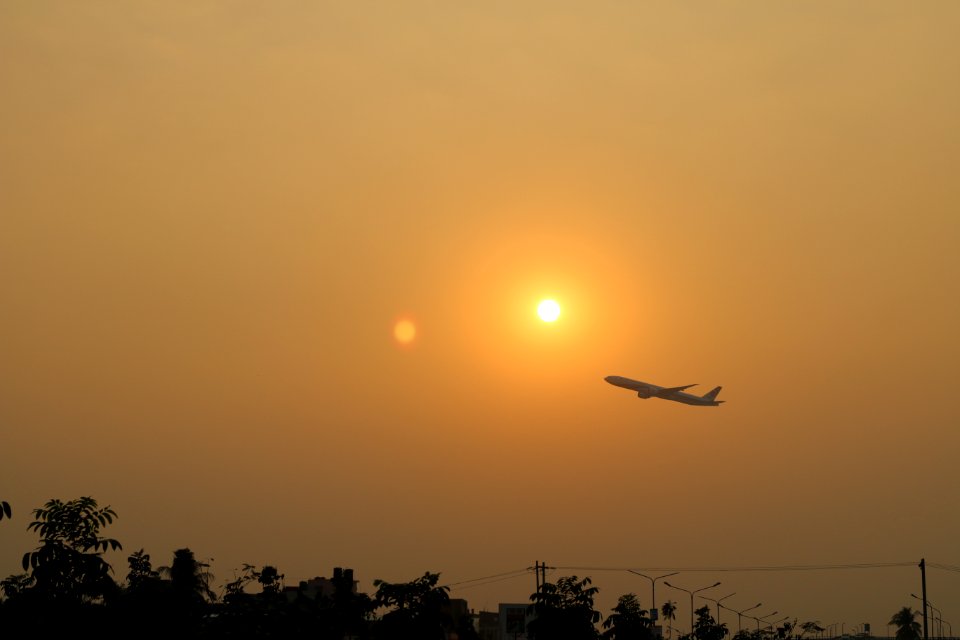 Evening, Sunset, Plane
