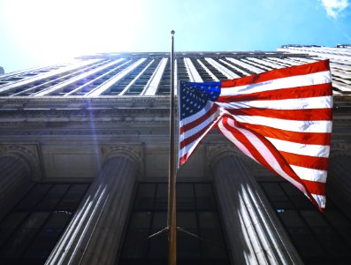 US flag waving on pole