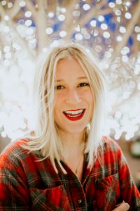 woman wearing red and gray plaid sport shirt photo