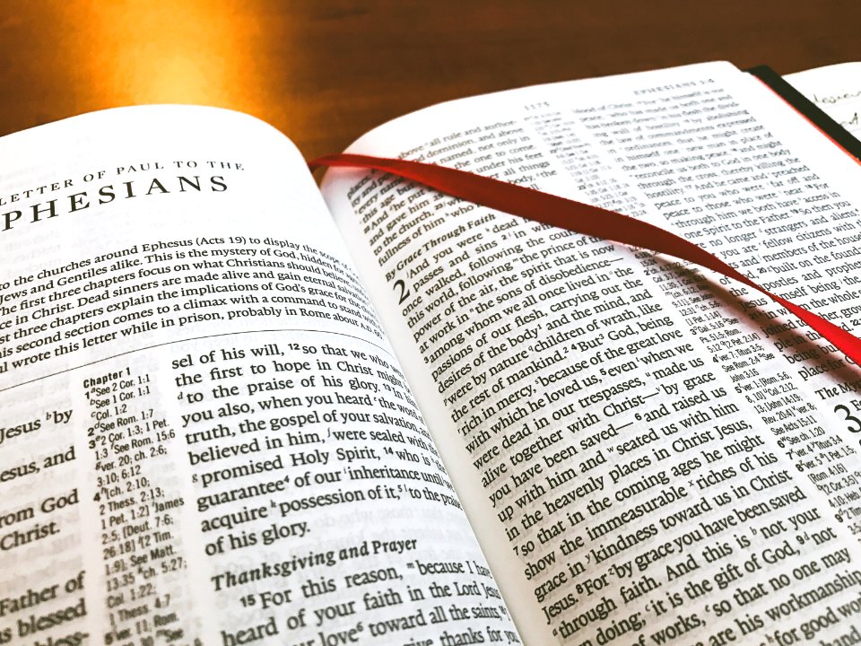 Close up of religious text. photo