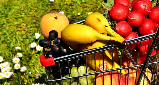 Vegetables bananas peaches