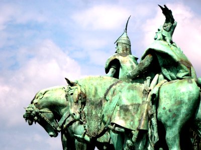 Budapest, Hungary, Budapest hero square statues photo