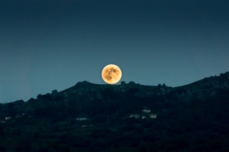 Super moon, Mountains, Rising photo