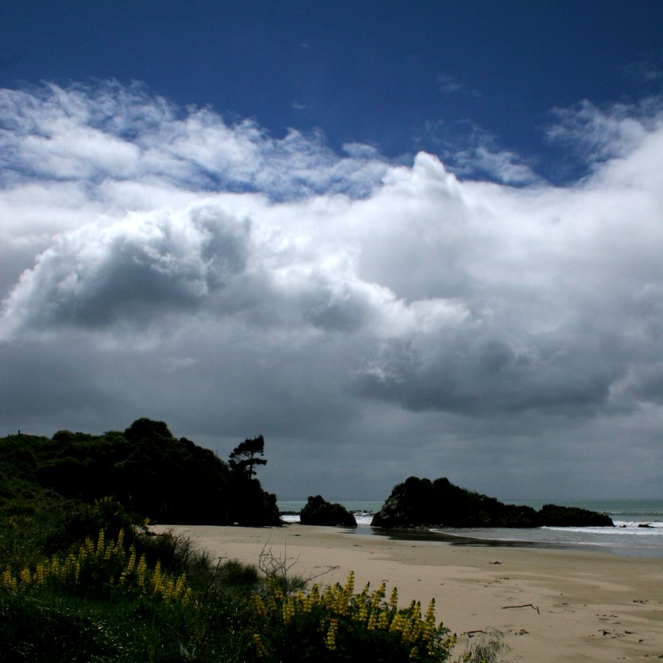 Clouds, Ocean, Beach