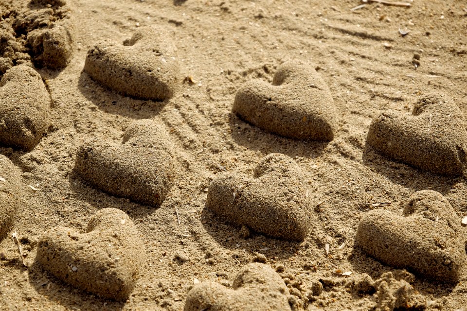 Heart, Beach, Hearts
