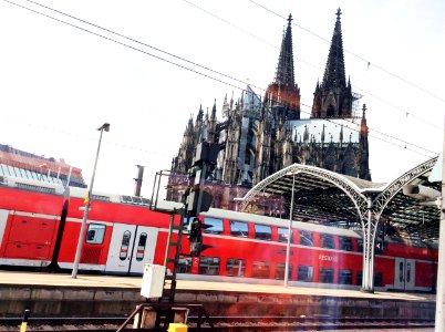 Train station, Train, Cologne cathedral photo
