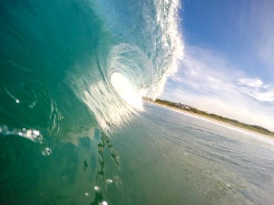 A close up view of a clear wave. photo