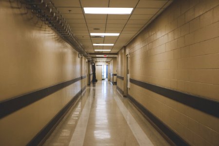 white and gray hallway