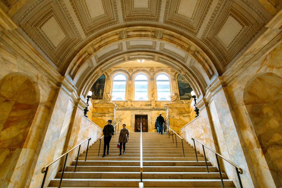 people walking on staircase