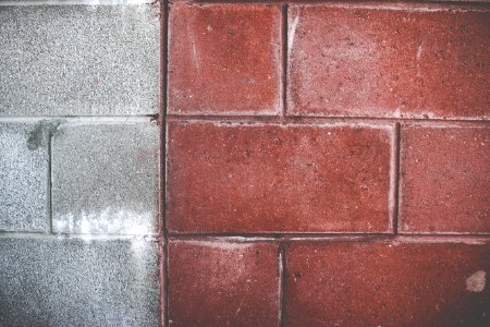 red and grey wall bricks photo