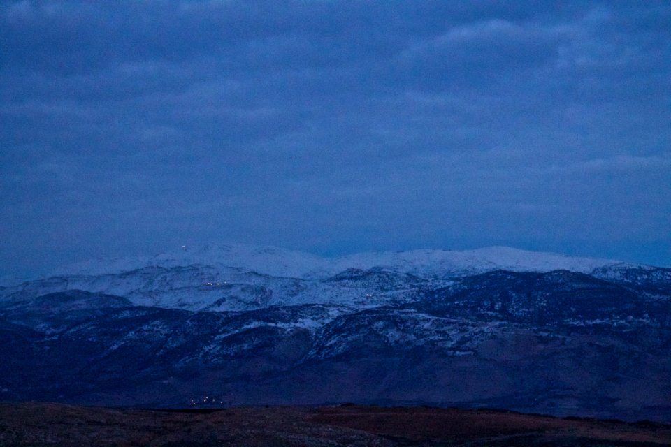 Golan heights, Night, Snow
