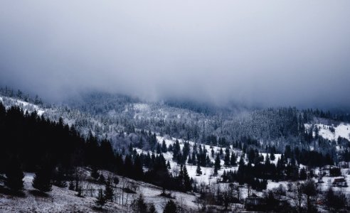landscape photography of mountain covered snow photo
