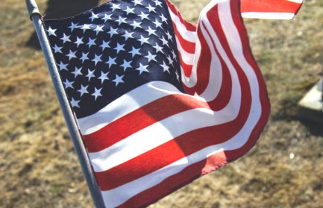flag of USA with gray pole