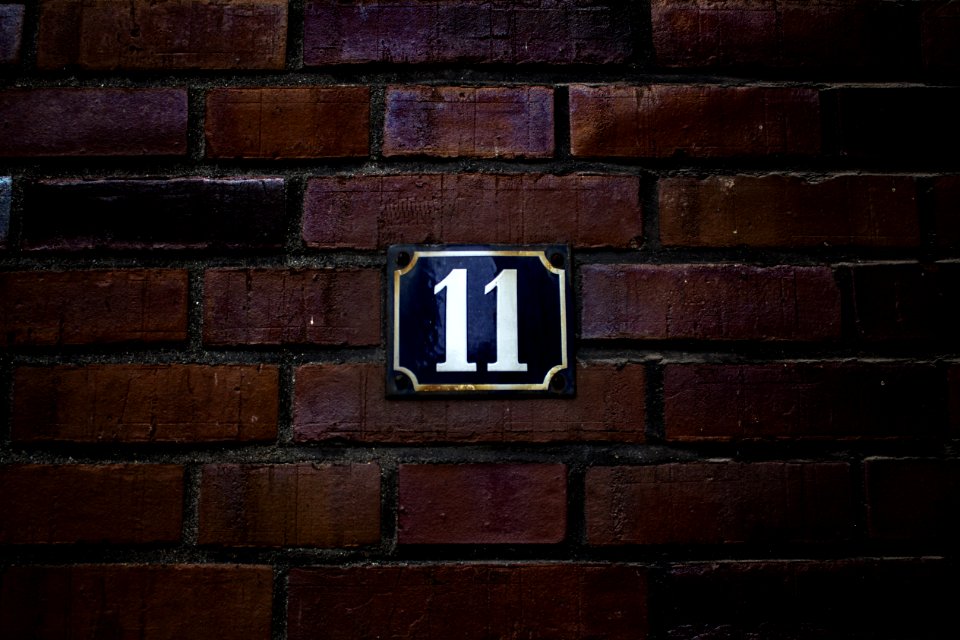 black and white 11 signage