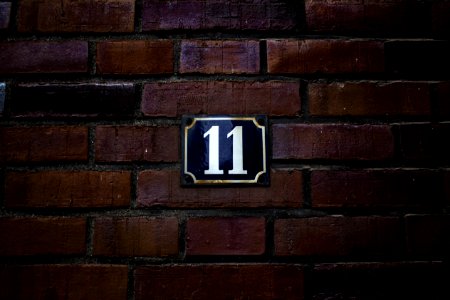 black and white 11 signage