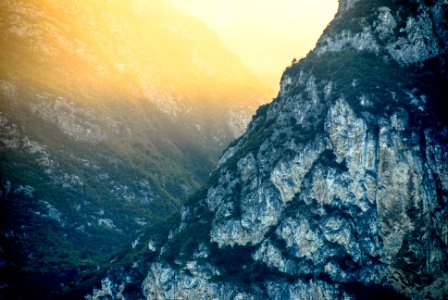 aerial photography of mountain during sunset photo