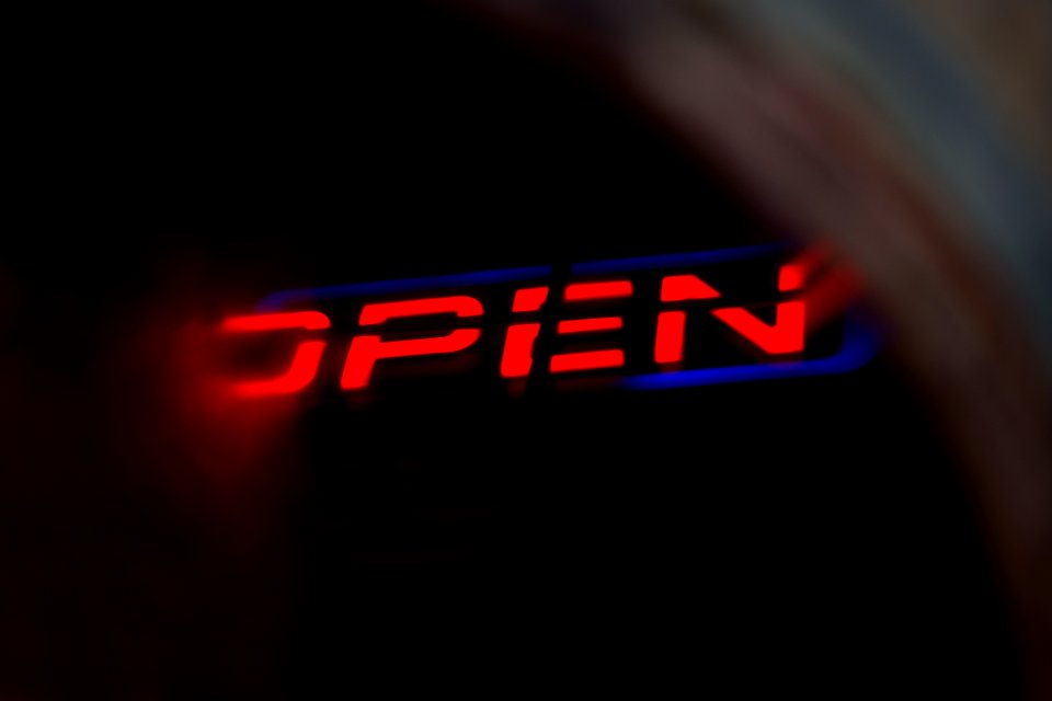 red open neon light signage photo
