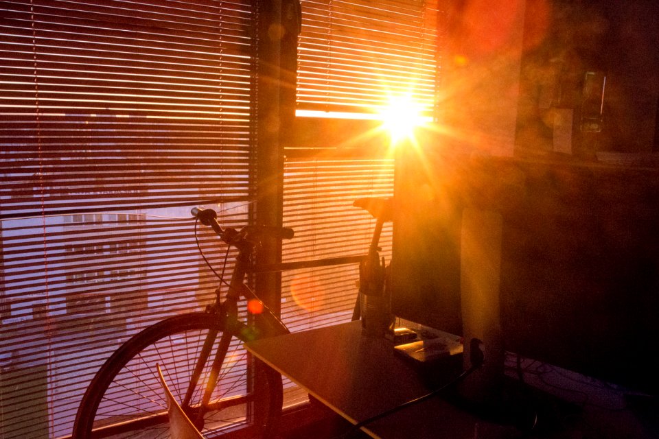 black bicycle on black table