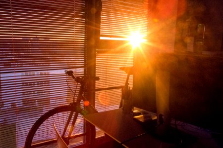 black bicycle on black table