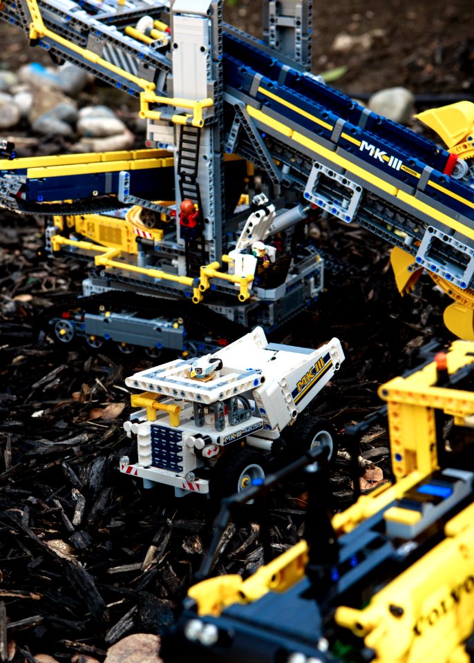 Various Lego machines and vehicles.