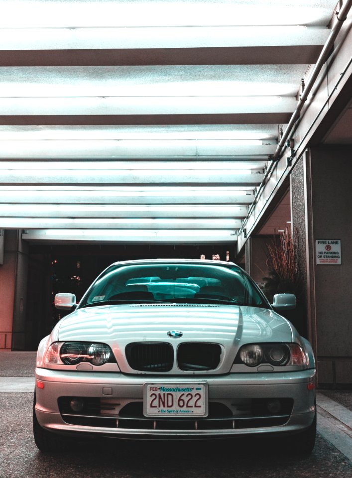 A white parked car.