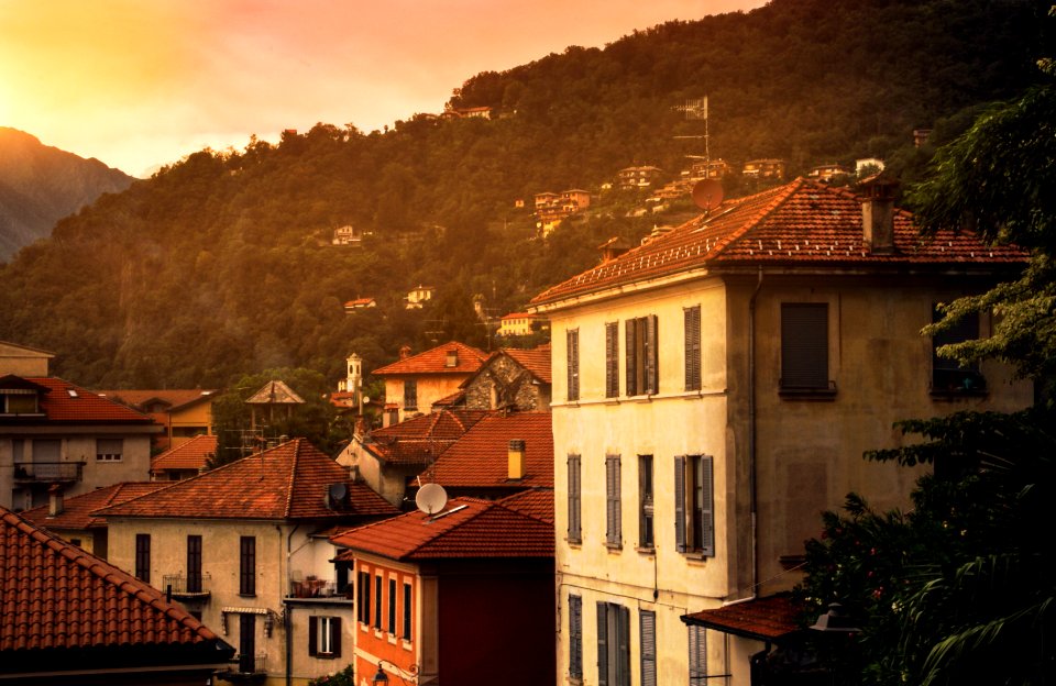 Italy, Maccagno, Town