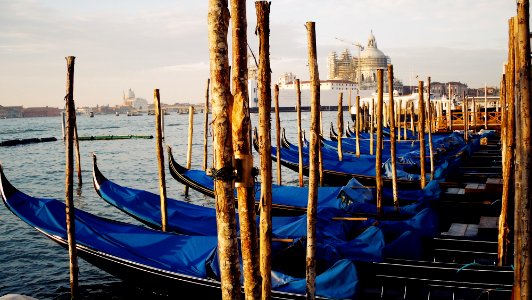 blue boats on water at daytime photo