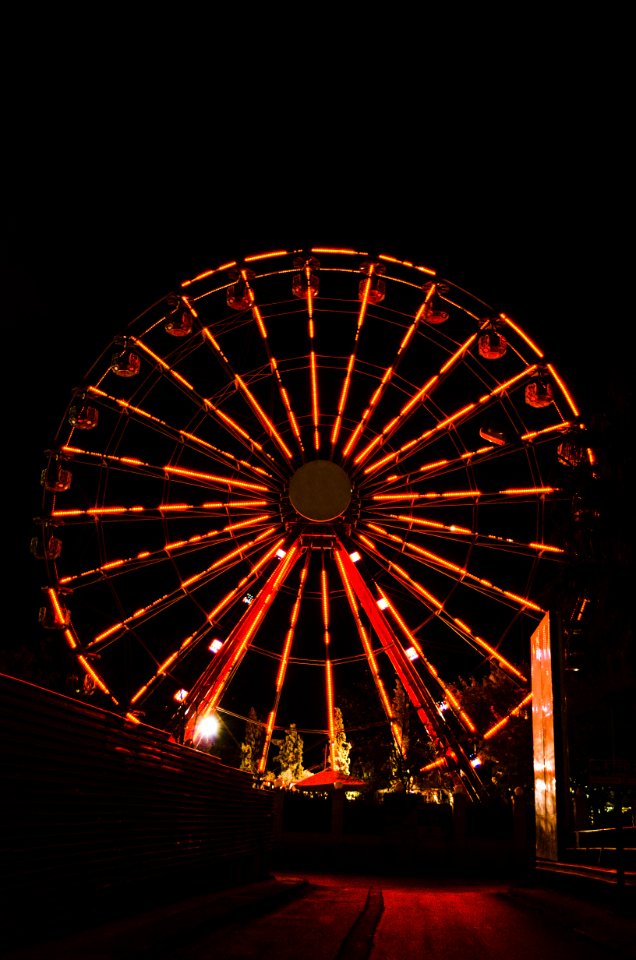 Night, Lights, Ferris wheel