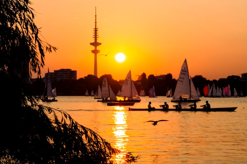 Sunset, Schwanenwik, Hamburg