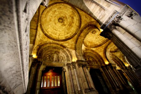 The architecture inside of a building in France. photo