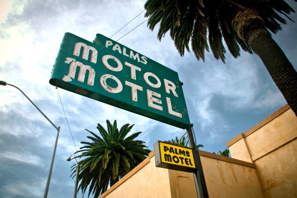 green and white palms motor motel signage outdoor during daytime
